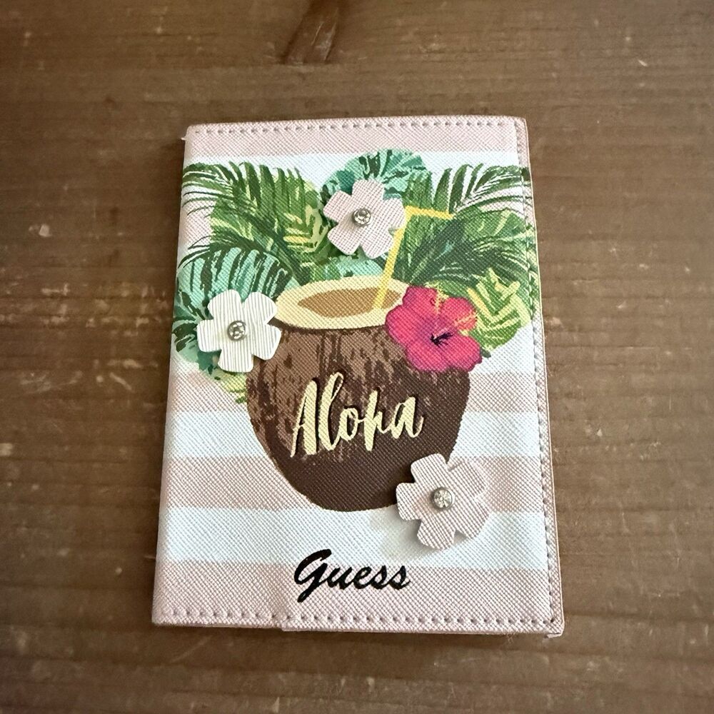 Guess Jeans Handbag Wallet ID Passport Case Cards Holder Logo Tropical New